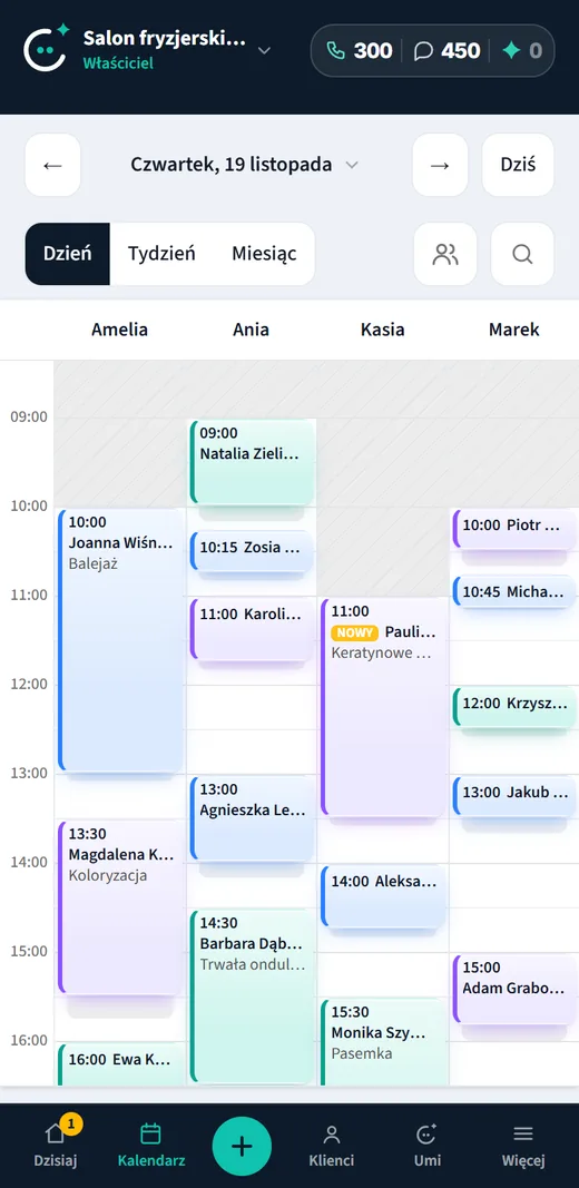 Kalendarz salonu Salon fryzjerski Amelia na telefonie