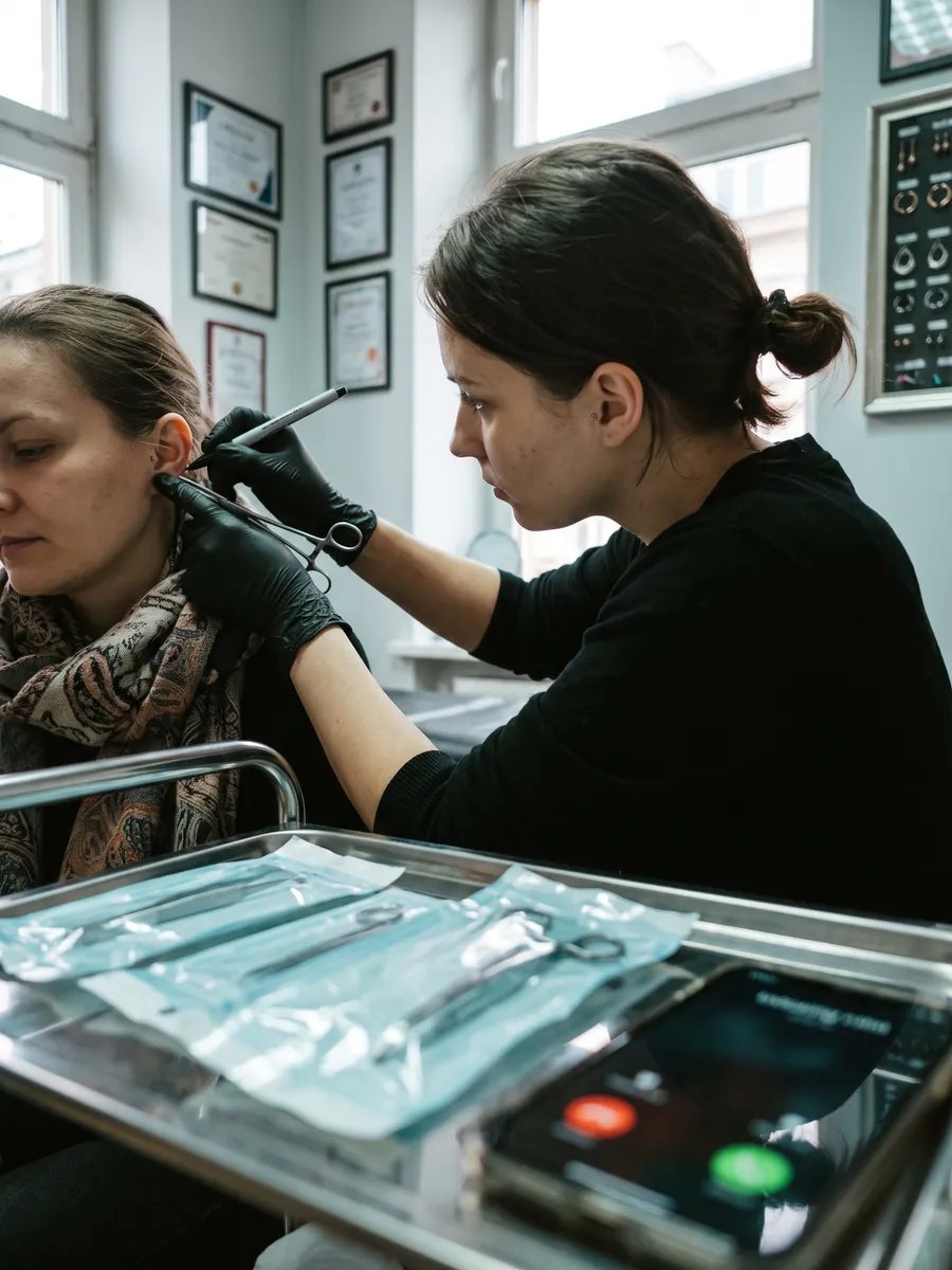 Piercing — praca trwa, telefon dzwoni w tle